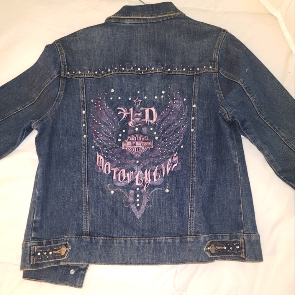 Harley Davidson blue jean jacket